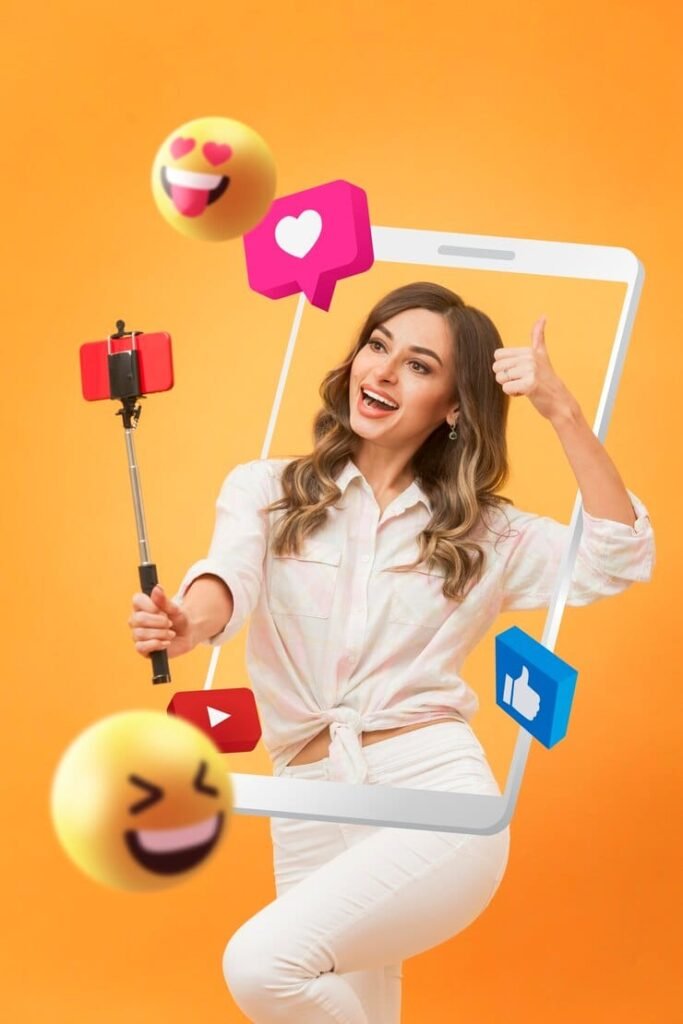 a girl showing thumsup while makeing the video